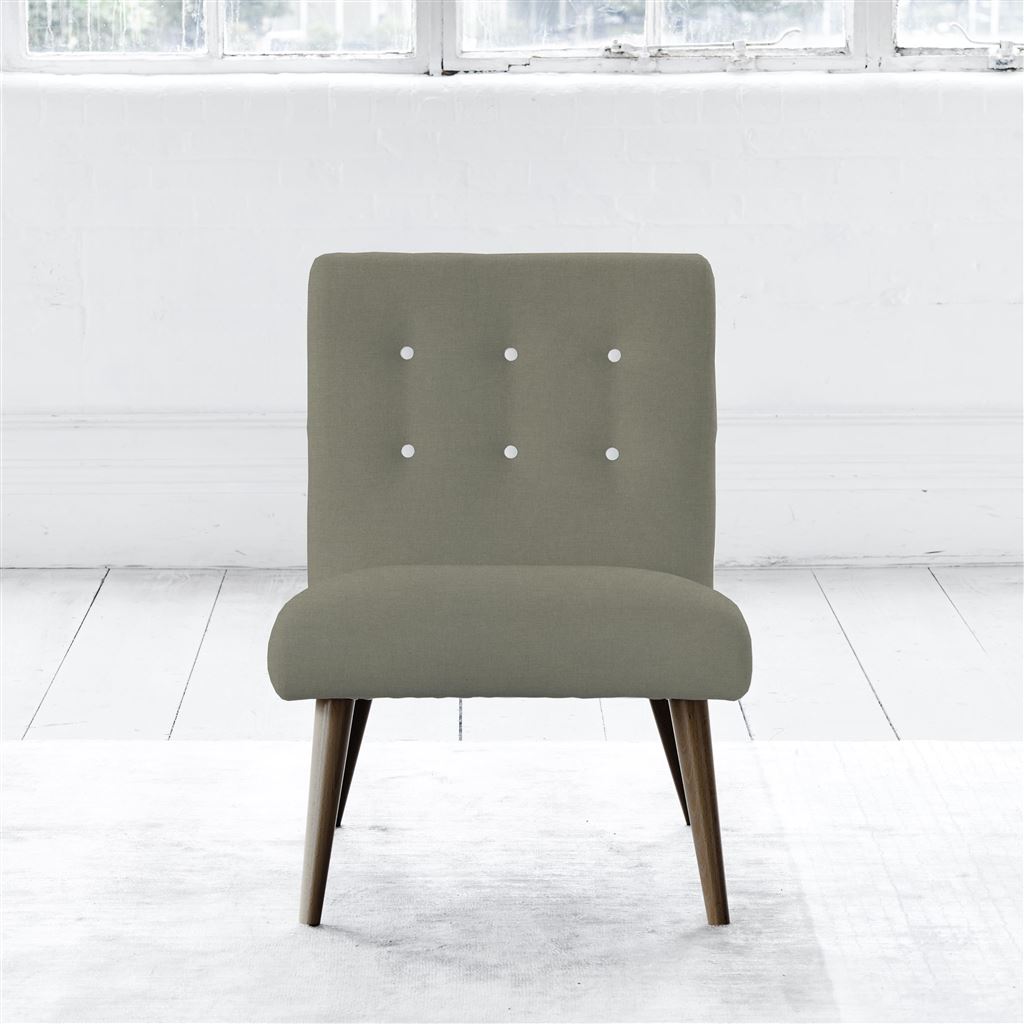Eva Chair - White Buttonss - Walnut Leg - Rothesay Linen