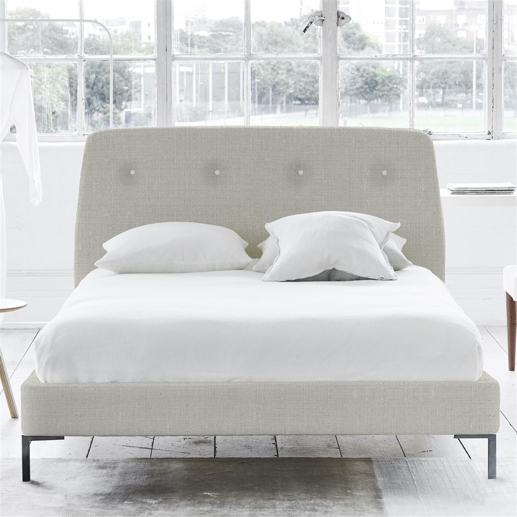 Cosmo Bed - White Buttons - King - Metal Leg - Conway Ecru