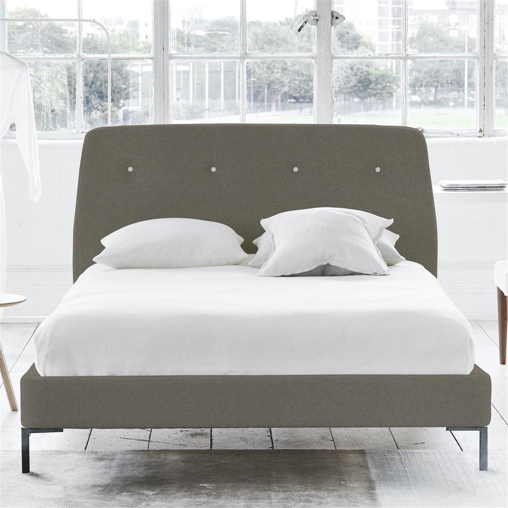 Cosmo Bed - White Buttons - Superking - Metal Leg - Rothesay Pumice