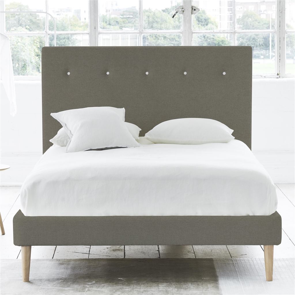 Polka Bed - White Buttons - Superking - Beech Leg - Rothesay Pumice