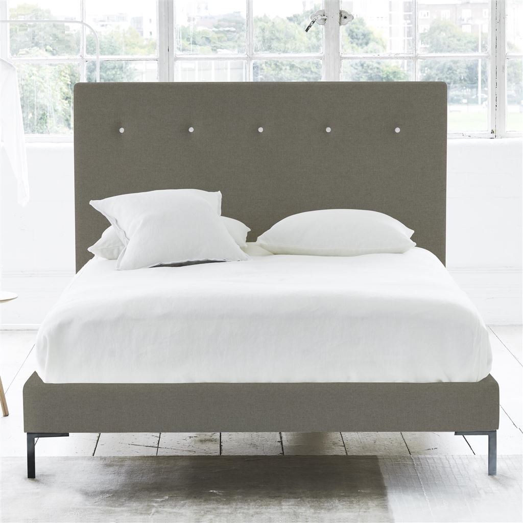 Polka Bed - White Buttons - Superking - Metal Leg - Rothesay Pumice