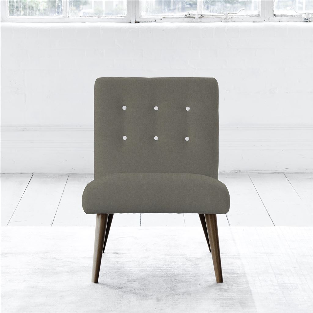 Eva Chair - White Buttonss - Walnut Leg - Rothesay Pumice