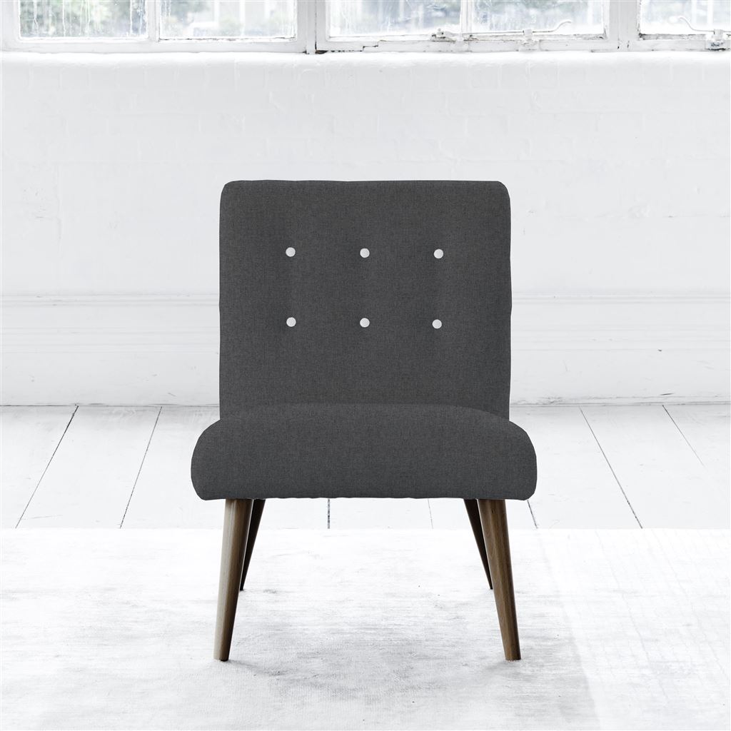 Eva Chair - White Buttonss - Walnut Leg - Rothesay Smoke