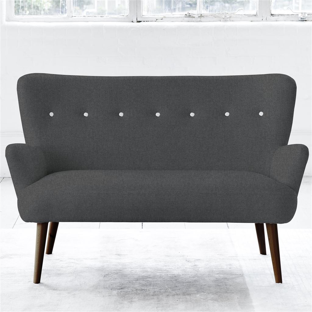 Florence Sofa - White Buttons - Walnut Leg - Rothesay Smoke