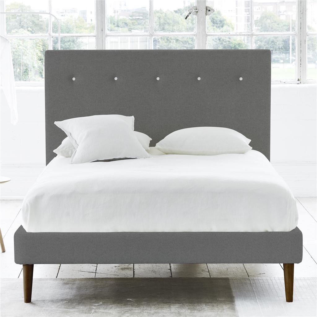 Polka Bed - White Buttons - Superking - Walnut Leg - Rothesay Zinc