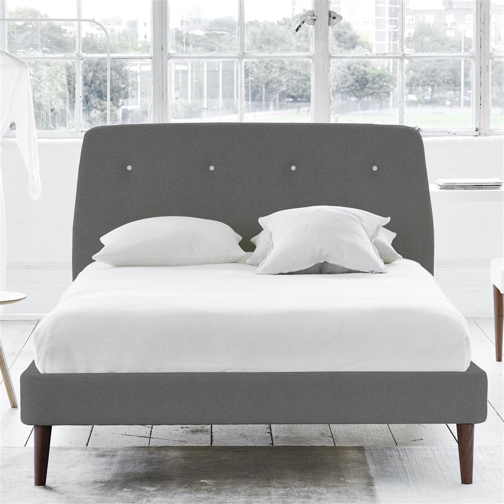 Cosmo Bed - White Buttons - Single - Walnut Leg - Rothesay Zinc