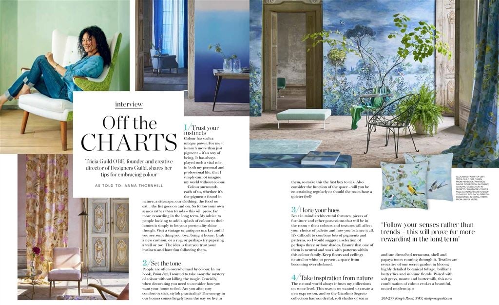 Tricia Guild feature in Kensington & Chelsea magazine, UK             