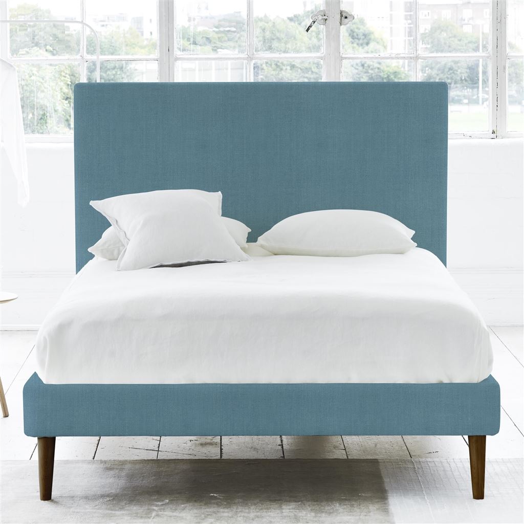 Square Bed - Double - Walnut Leg - Brera Lino Ocean