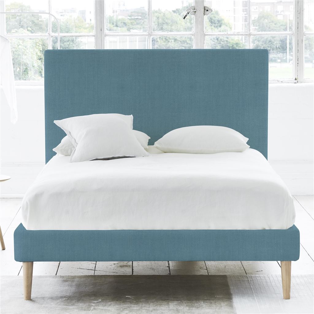 Square Bed - Double - Beech Leg - Brera Lino Ocean