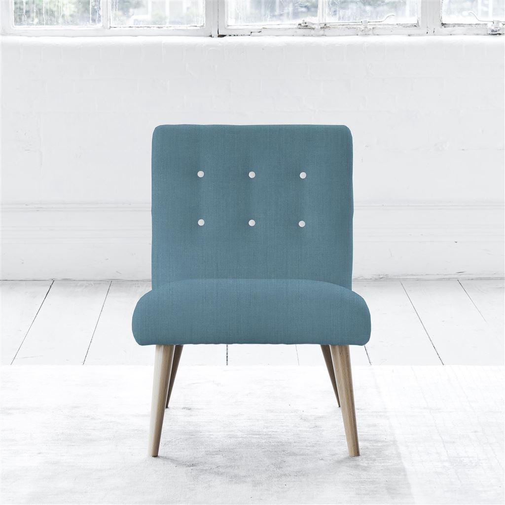 Eva Chair - White Buttons - Beech Leg - Brera Lino Ocean