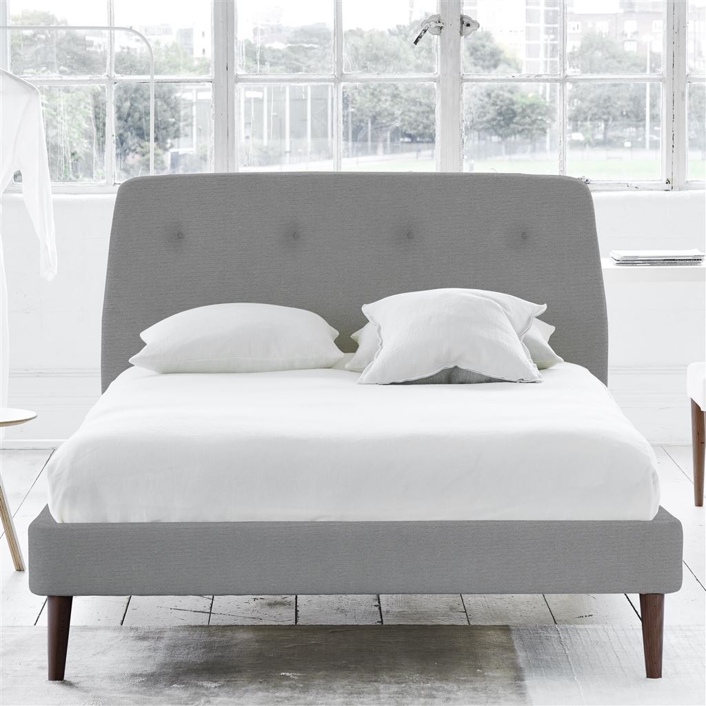 Cosmo Bed - Self Buttons - Superking - Walnut Leg - Cassia Zinc