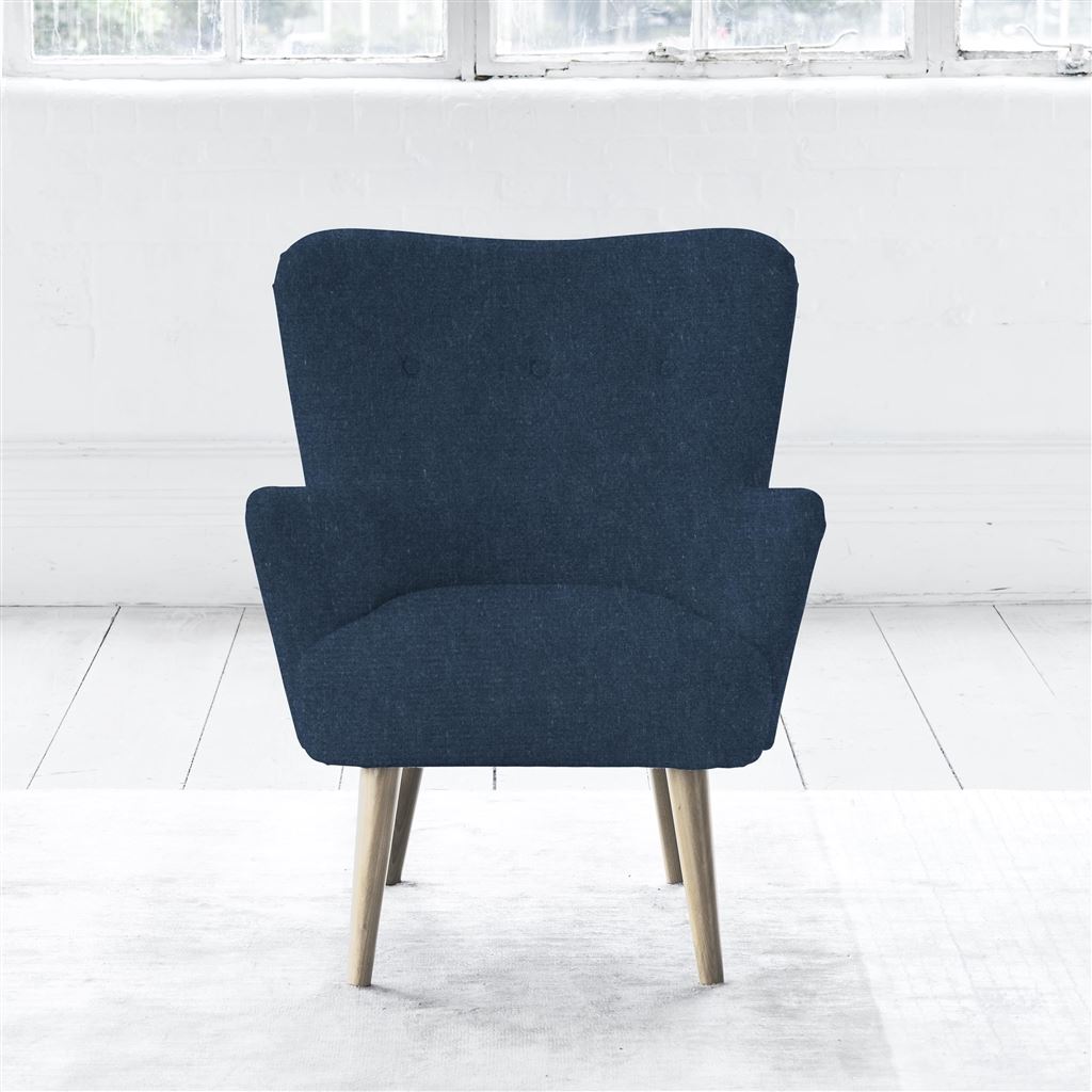 Florence Chair - Self Buttons - Beech Leg - Cassia Prussian