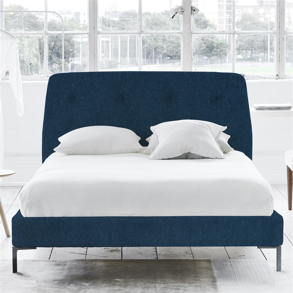 Cosmo Bed - Self Buttons - Single - Metal Leg - Cassia Prussian