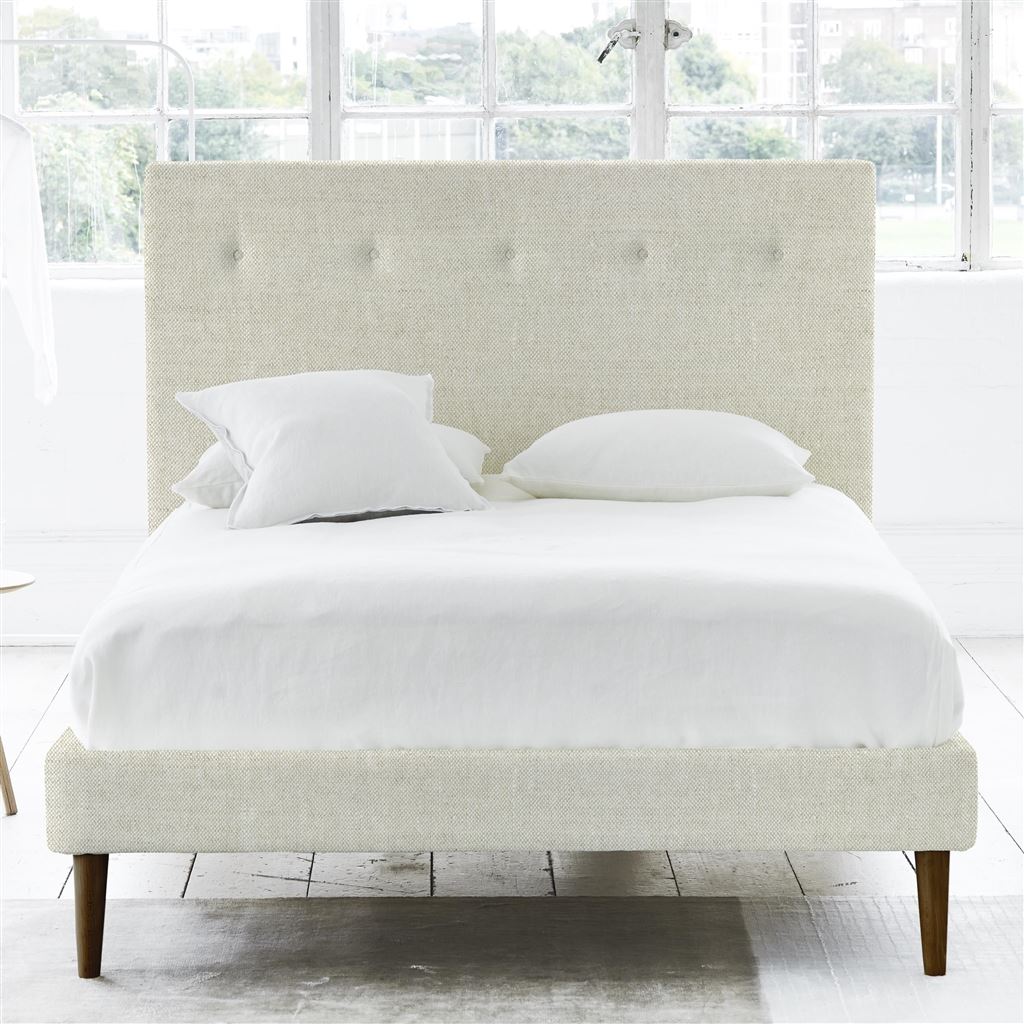 Polka Bed - Self Buttons - Superking - Walnut Leg - Brera Lino Natural