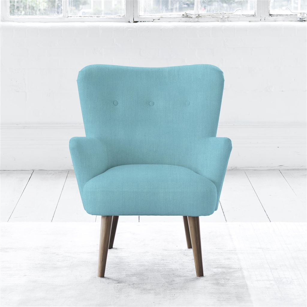 Florence Chair - Self Buttons - Walnut Leg - Brera Lino Turquoise