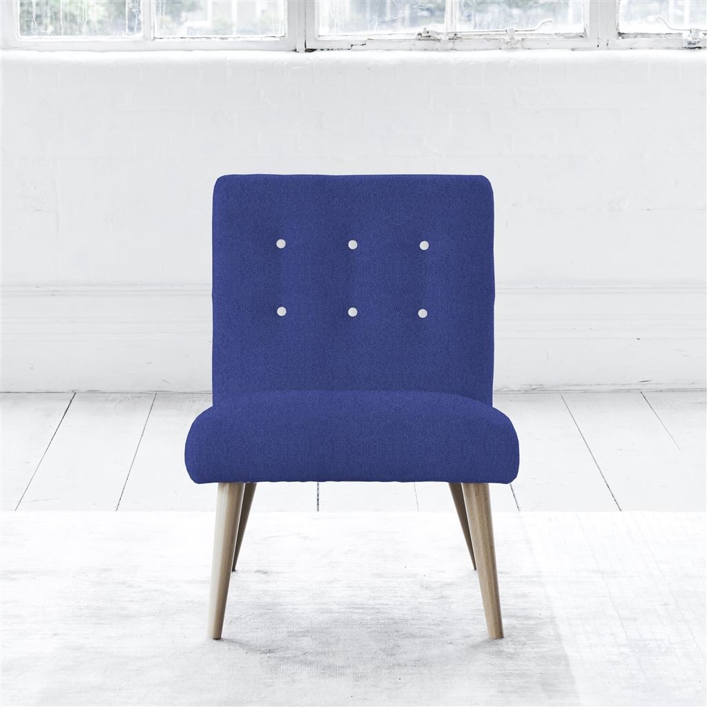 Eva Chair - White Buttons - Beech Leg - Cheviot Cobalt