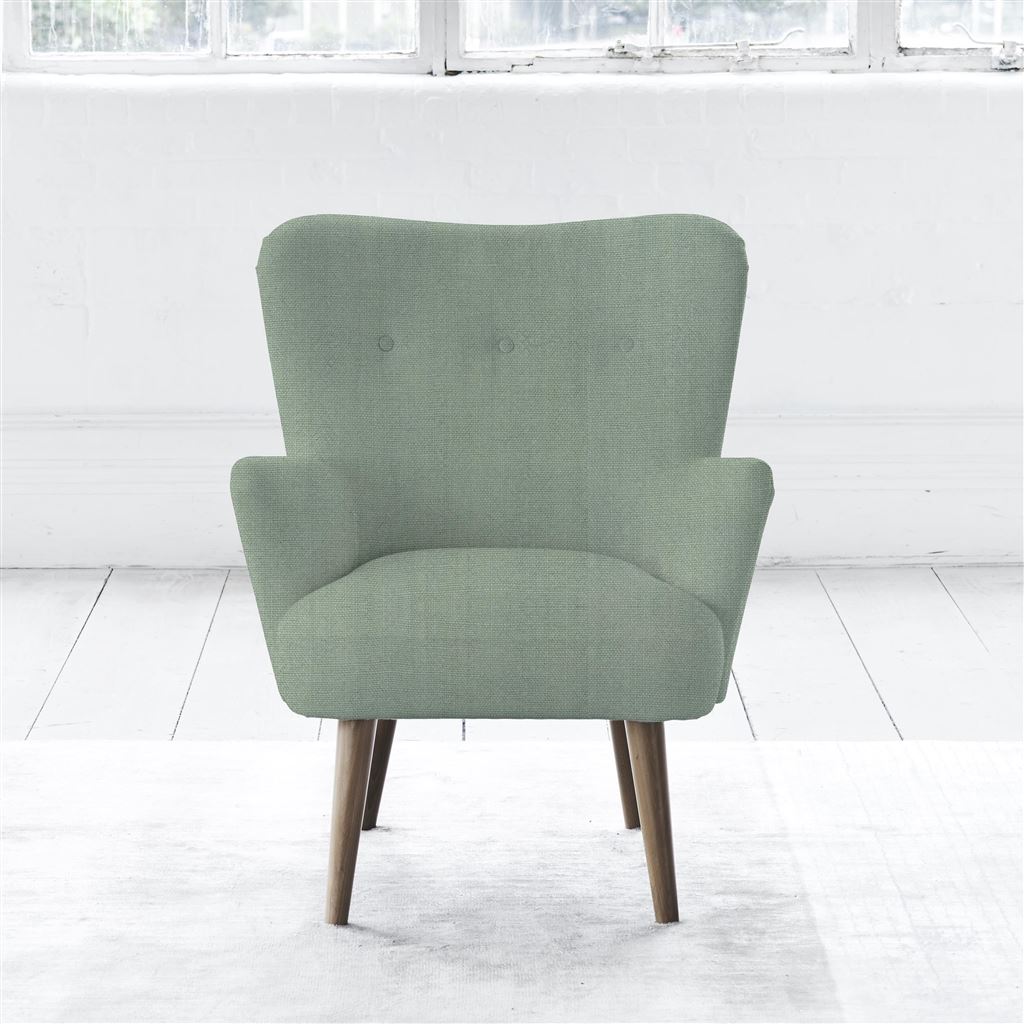 Florence Chair - Self Buttons - Walnut Leg - Brera Lino Jade
