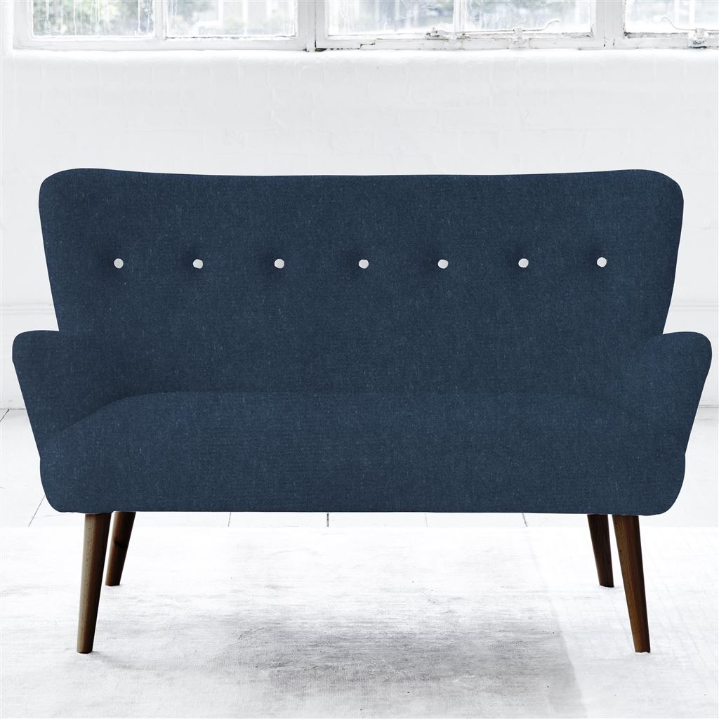 Florence 2 Seater - White Buttons - Walnut Leg - Cassia Prussian