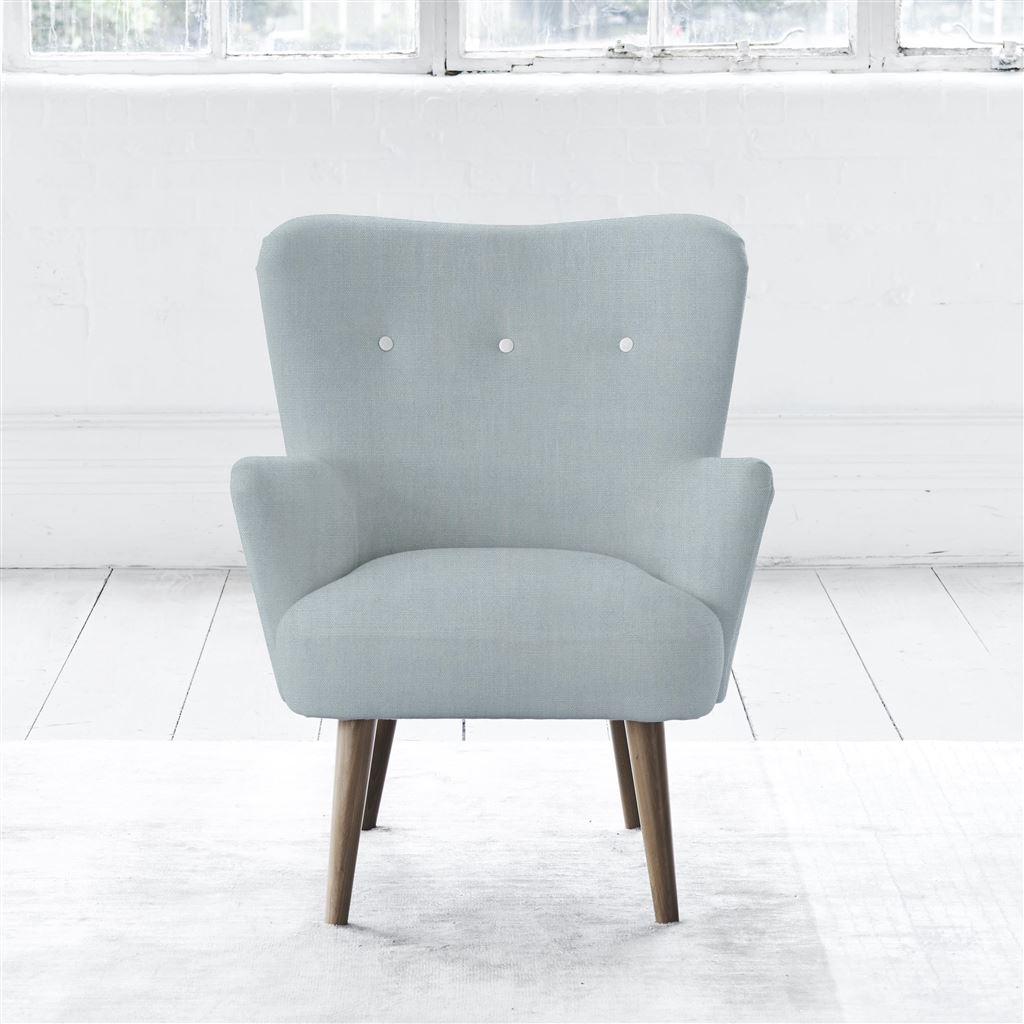 Florence Chair - White Buttons - Walnut Leg - Brera Lino Lapis
