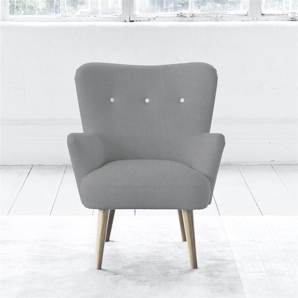 Florence Chair - White Buttons - Beech Leg - Cassia Zinc