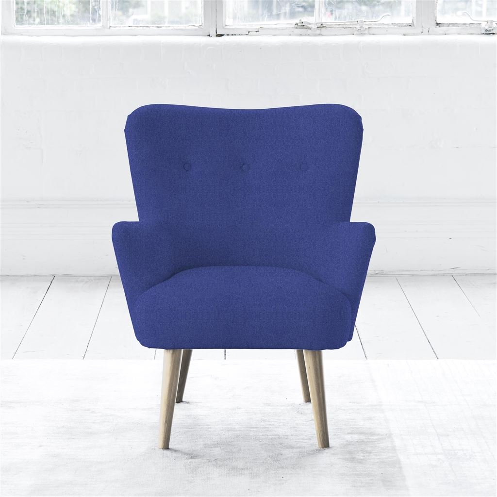 Florence Chair - Self Buttons - Beech Leg - Cheviot Cobalt