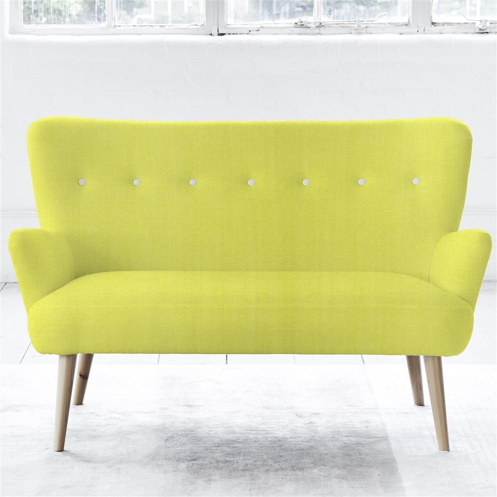 Florence 2 Seater - White Buttons - Beech Leg - Brera Lino Alchemilla