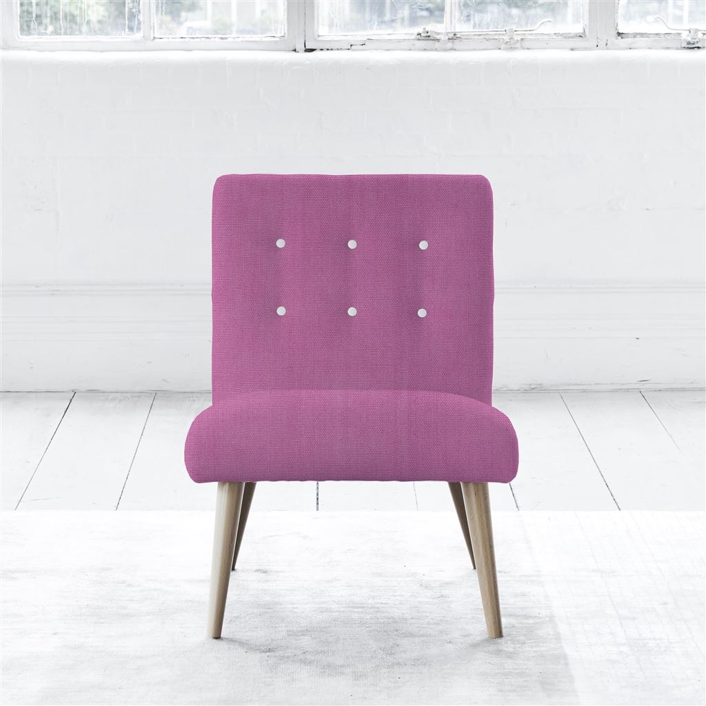 Eva Chair - White Buttons - Beech Leg - Brera Lino Peony