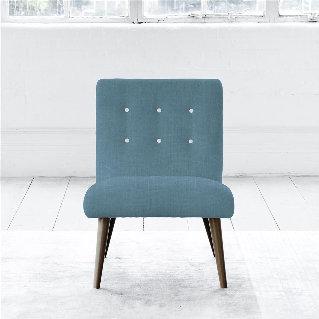 Eva Chair - White Buttons - Walnut Leg - Brera Lino Ocean