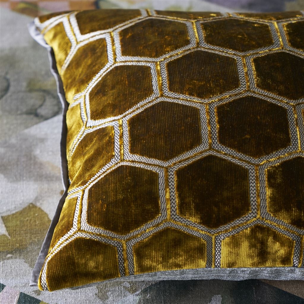 Manipur Ochre Velvet Cushion