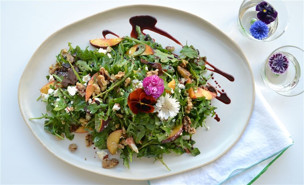 Peach, feta & walnut salad                                            