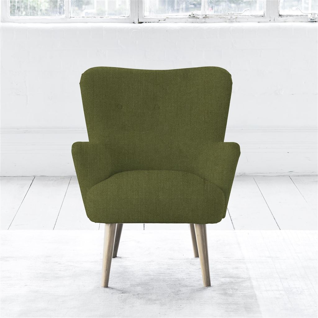 Florence Chair - Self Buttons - Beech Legs - Brera Lino Moss