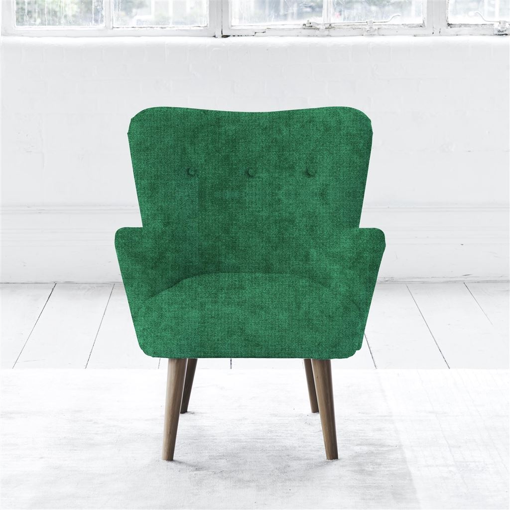 Florence Chair - Self Buttons - Walnut Legs - Zaragoza Emerald