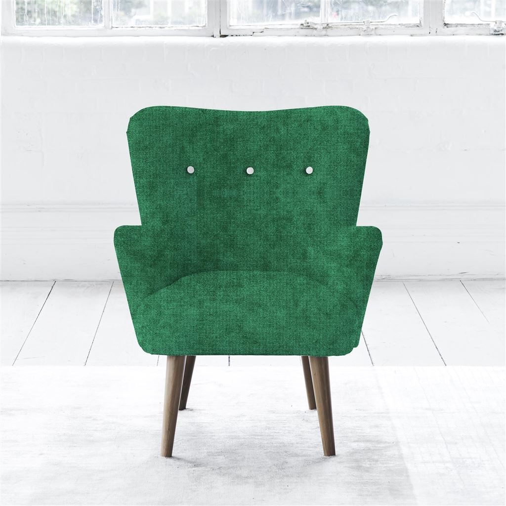 Florence Chair - White Buttons - Walnut Legs - Zaragoza Emerald