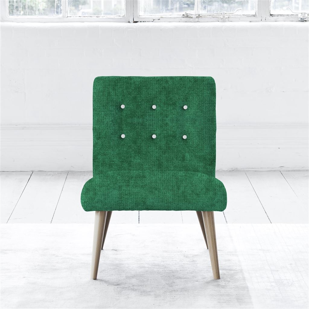 Eva Chair - White Buttons - Beech Legs - Zaragoza Emerald