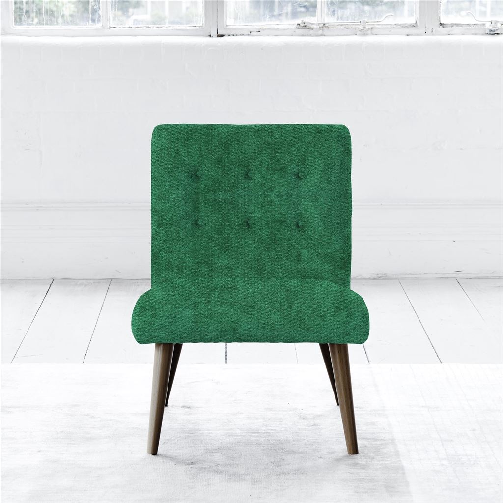 Eva Chair - Self Buttons - Walnut Legs - Zaragoza Emerald