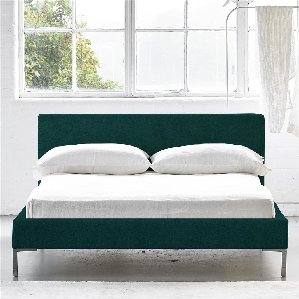 Square Low Single Bed - Metal Legs - Cassia Azure