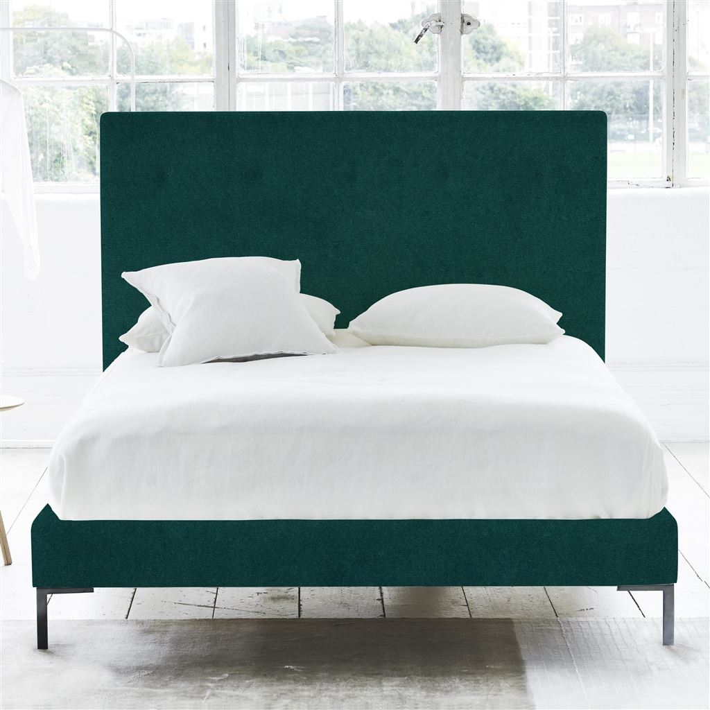 Polka Single Bed - Self Buttons - Metal Legs - Cassia Azure