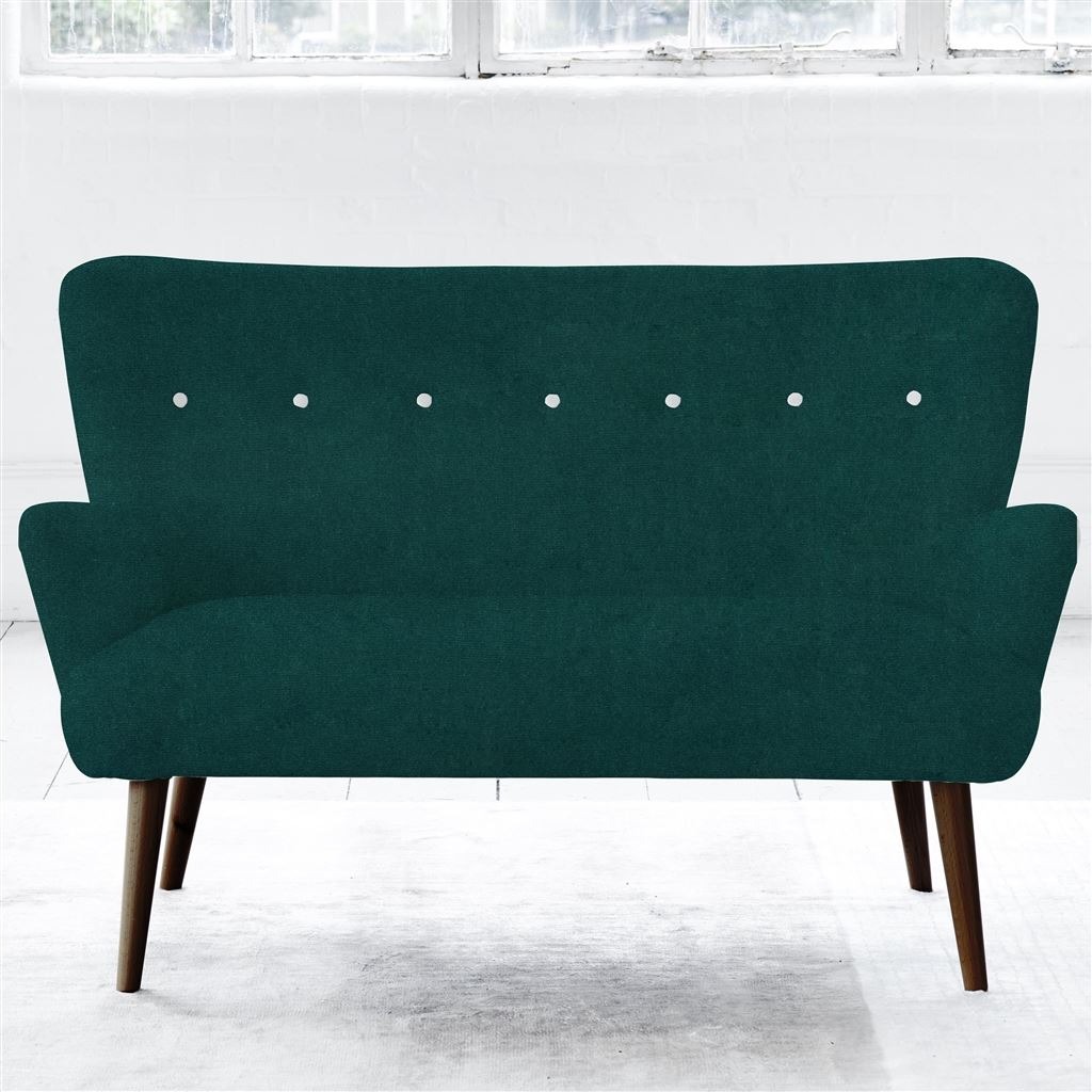 Florence Sofa - White Buttons - Walnut Legs - Cassia Azure
