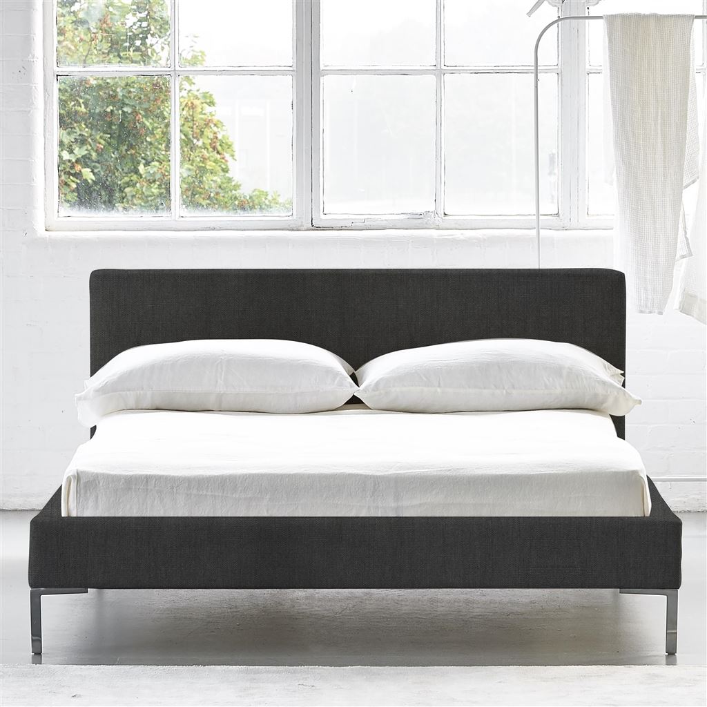 Square Low Superking Bed - Metal Legs - Brera Lino Espresso