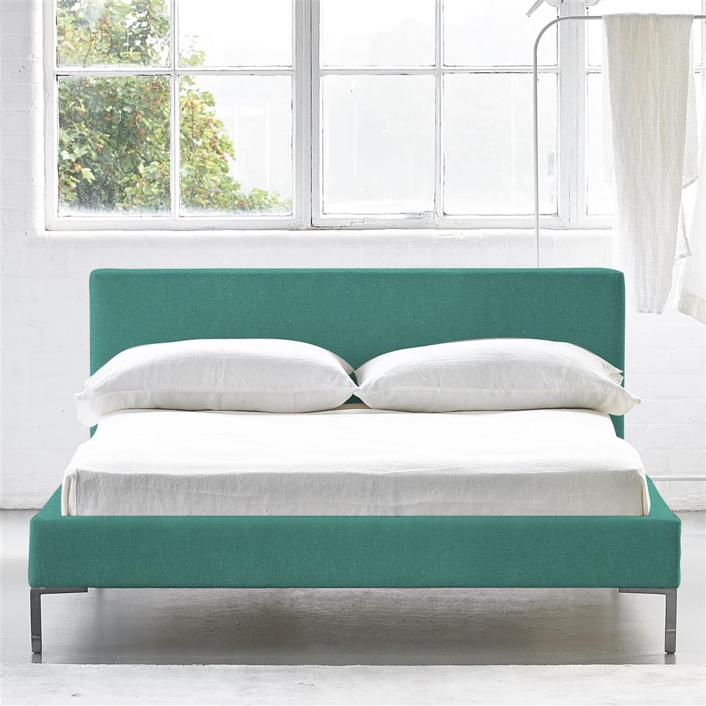 Square Low Superking Bed - Metal Legs - Cassia Ocean