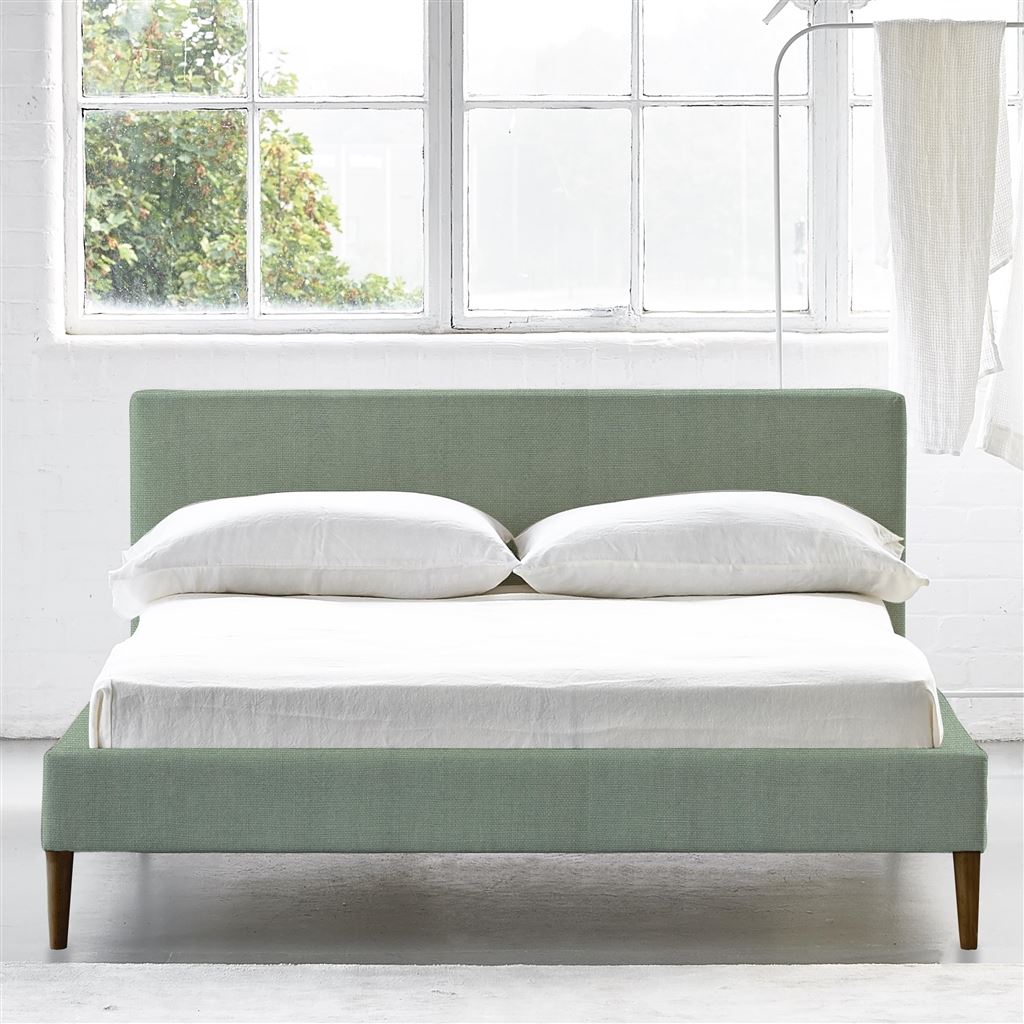 Square Low Superking Bed - Walnut Legs - Brera Lino Jade