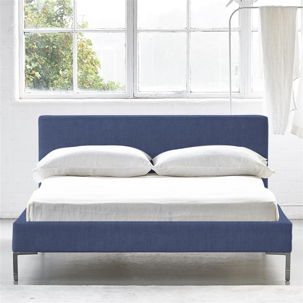 Square Low Superking Bed - Metal Legs - Brera Lino Marine