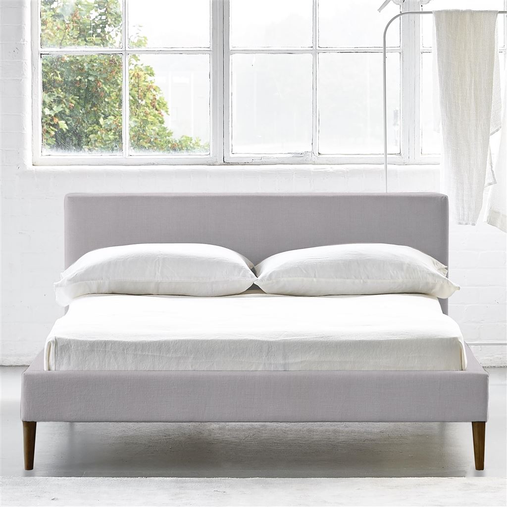 Square Low Superking Bed - Walnut Legs - Brera Lino Platinum