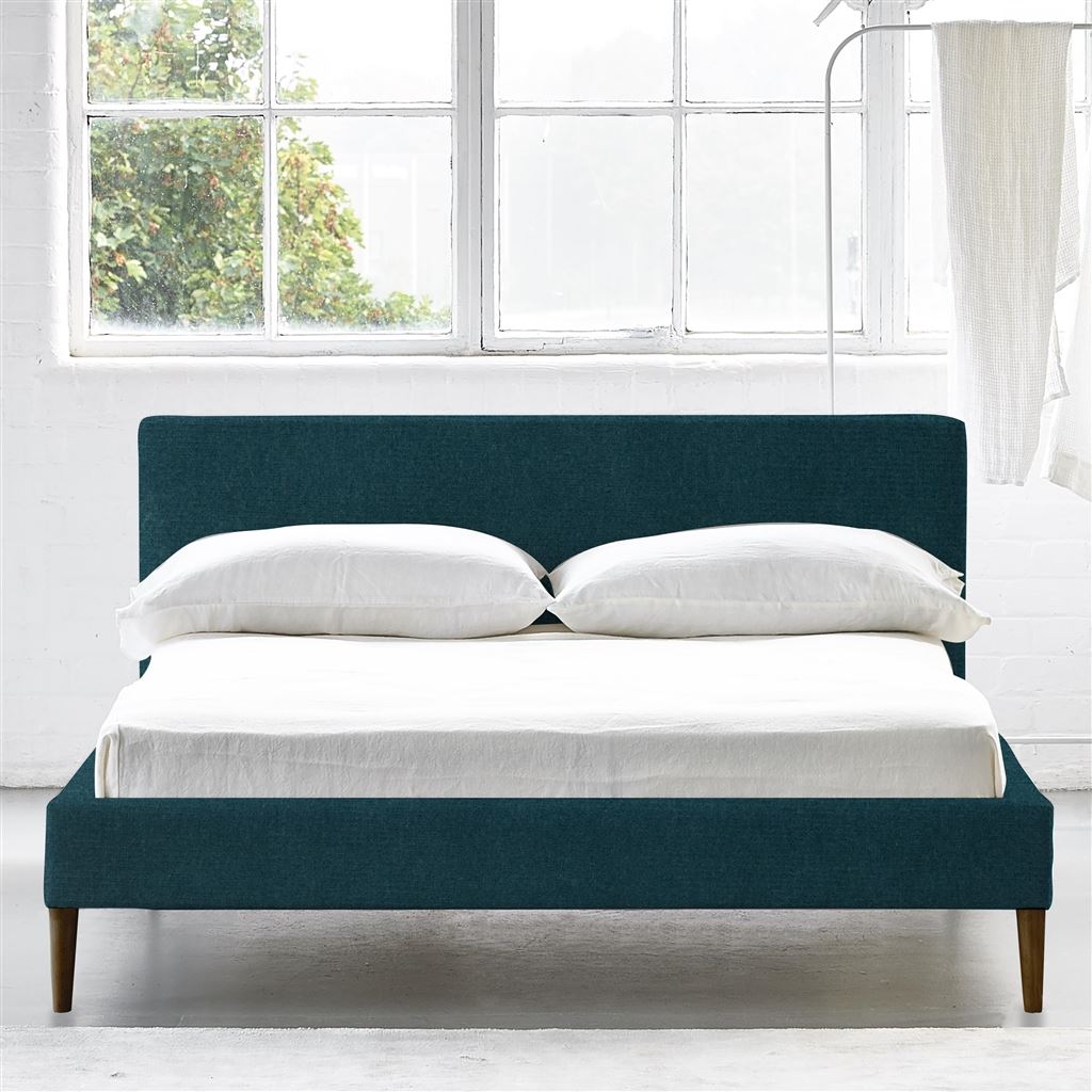 Square Low Superking Bed - Walnut Legs - Cassia Kingfisher