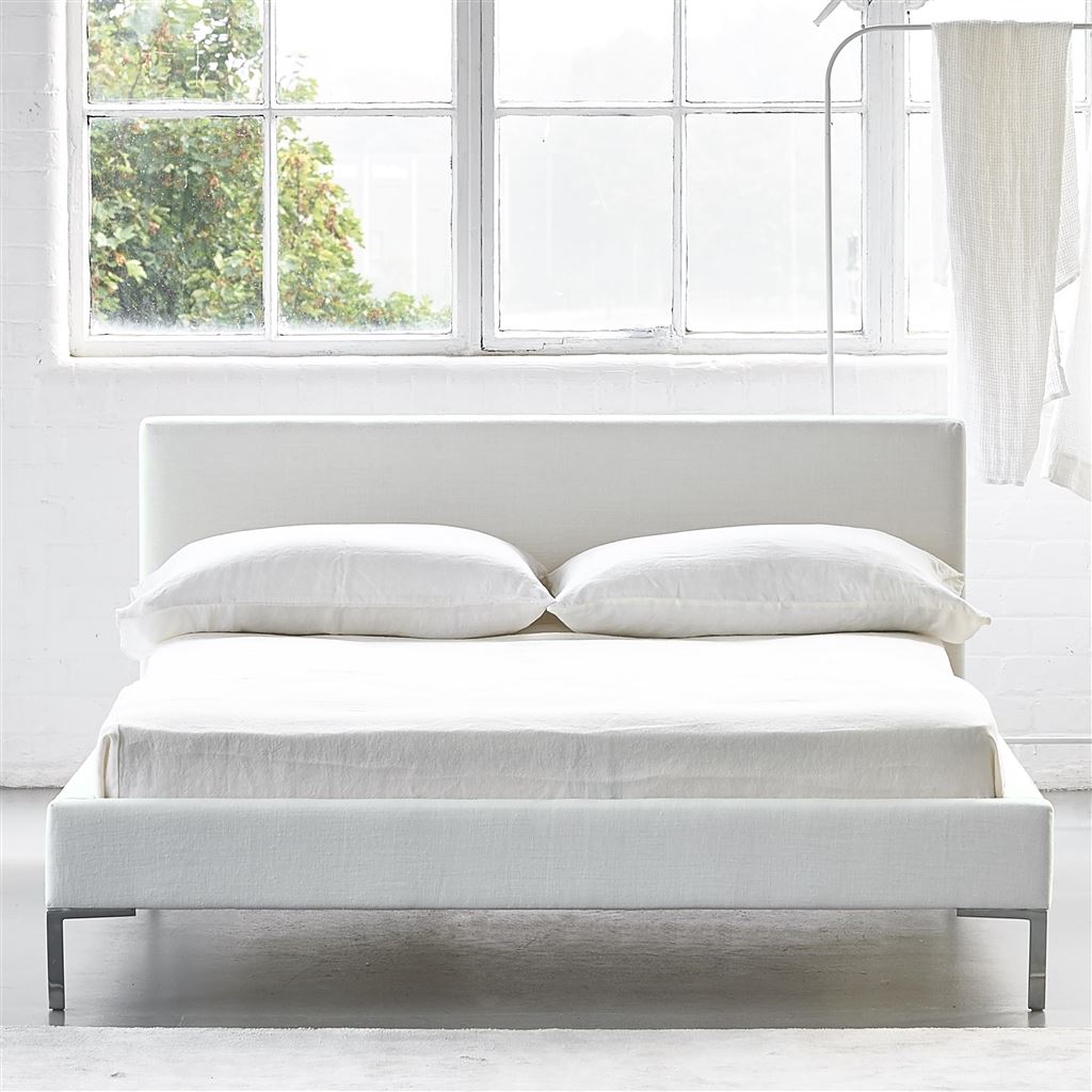 Square Low Superking Bed - Metal Legs - Brera Lino Alabaster