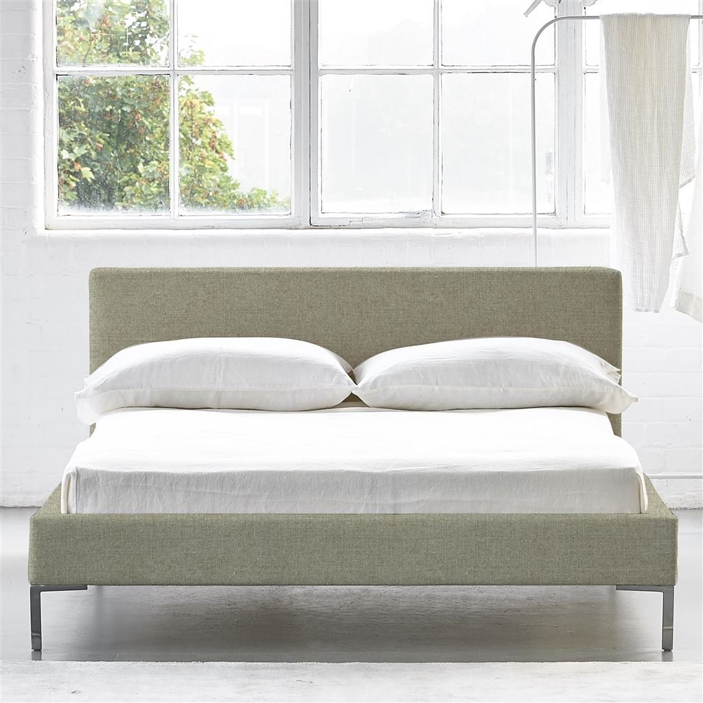 Square Low Superking Bed - Metal Legs - Brera Lino Pebble