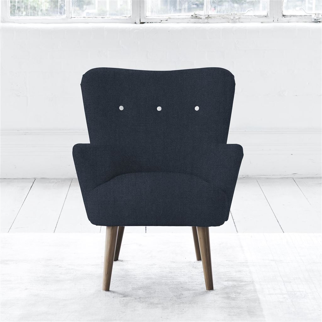 Florence Chair - White Buttons - Walnut Legs - Brera Lino Denim
