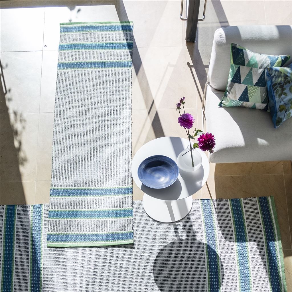 Pompano Cobalt Outdoor Runner Rug