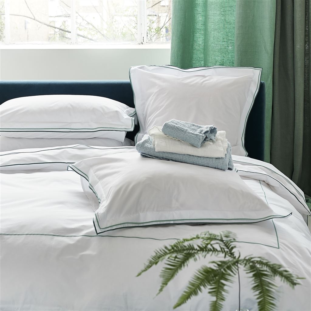 Astor Azure & Antique Jade Cotton Bed Linen