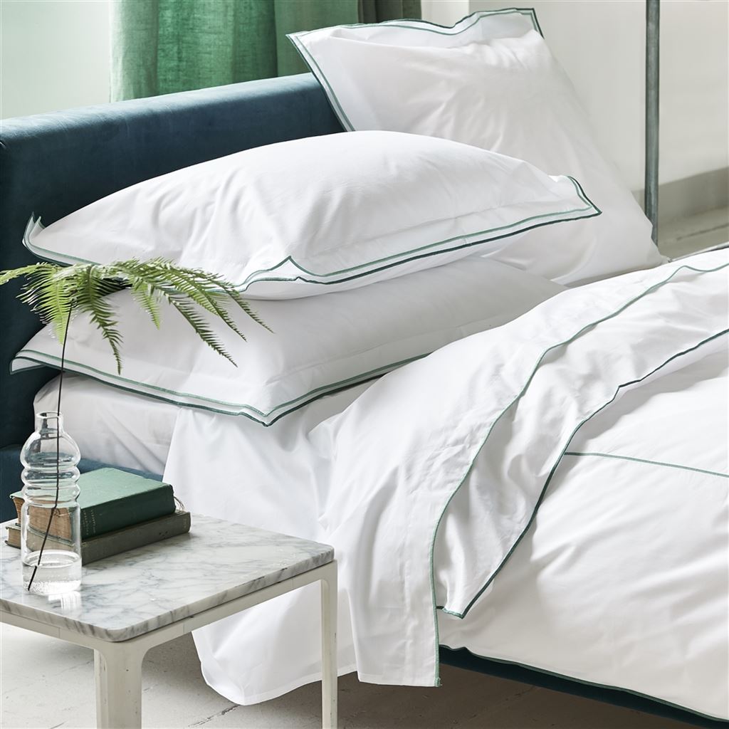 Astor Azure & Antique Jade Cotton Bed Linen